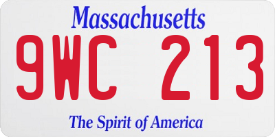 MA license plate 9WC213