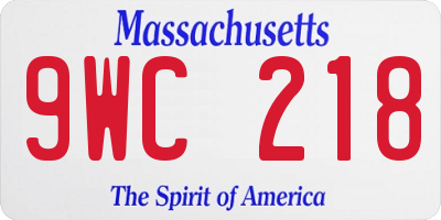 MA license plate 9WC218