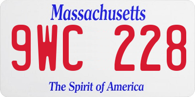 MA license plate 9WC228