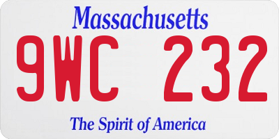 MA license plate 9WC232