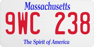 MA license plate 9WC238
