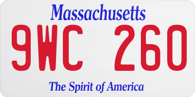 MA license plate 9WC260