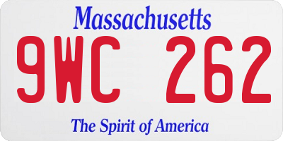 MA license plate 9WC262
