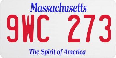 MA license plate 9WC273