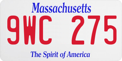 MA license plate 9WC275