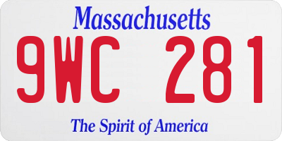 MA license plate 9WC281