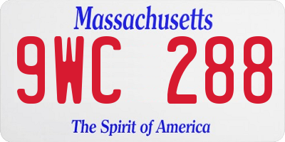 MA license plate 9WC288