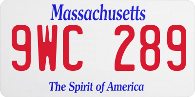 MA license plate 9WC289