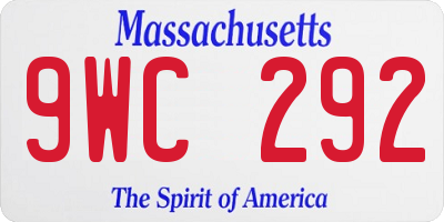 MA license plate 9WC292