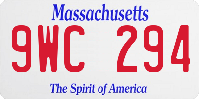 MA license plate 9WC294