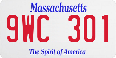 MA license plate 9WC301