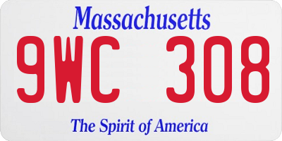 MA license plate 9WC308