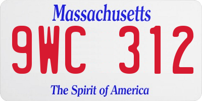 MA license plate 9WC312