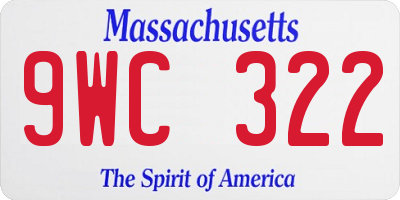 MA license plate 9WC322