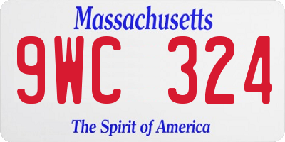 MA license plate 9WC324