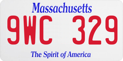 MA license plate 9WC329