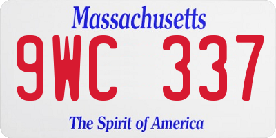 MA license plate 9WC337