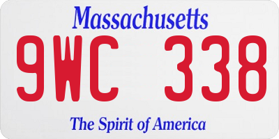 MA license plate 9WC338