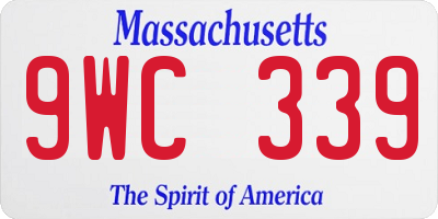 MA license plate 9WC339