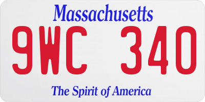 MA license plate 9WC340