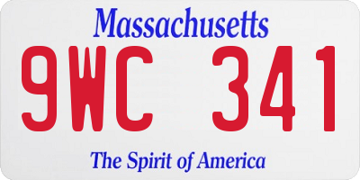 MA license plate 9WC341