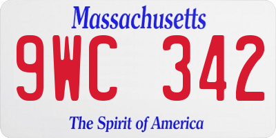 MA license plate 9WC342