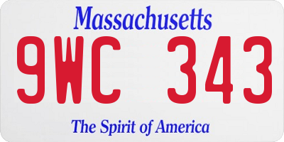 MA license plate 9WC343