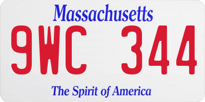 MA license plate 9WC344