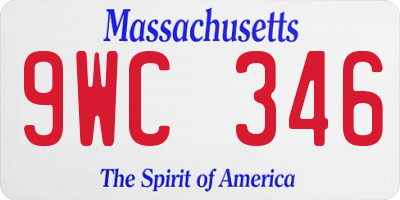 MA license plate 9WC346
