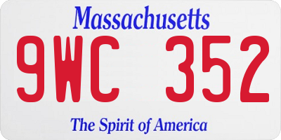 MA license plate 9WC352