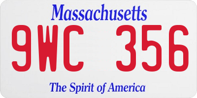 MA license plate 9WC356