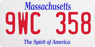 MA license plate 9WC358