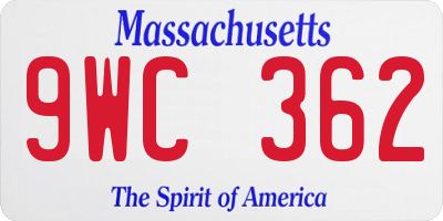 MA license plate 9WC362