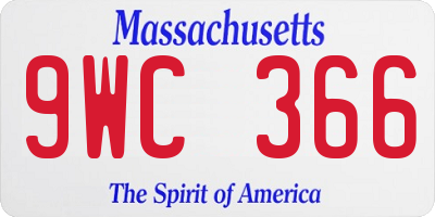 MA license plate 9WC366