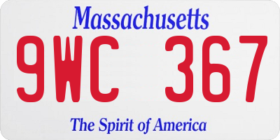 MA license plate 9WC367