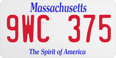 MA license plate 9WC375