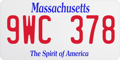 MA license plate 9WC378