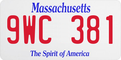 MA license plate 9WC381