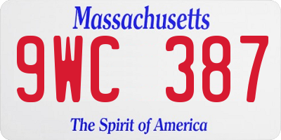 MA license plate 9WC387