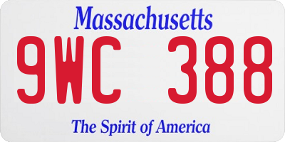 MA license plate 9WC388