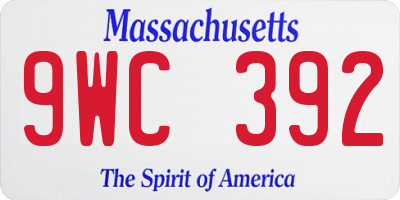 MA license plate 9WC392
