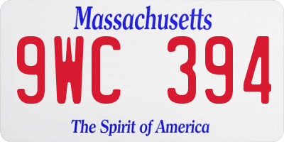 MA license plate 9WC394