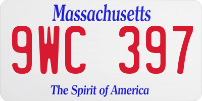 MA license plate 9WC397