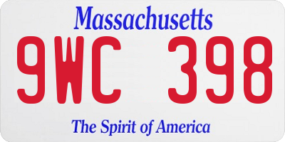 MA license plate 9WC398