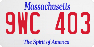 MA license plate 9WC403