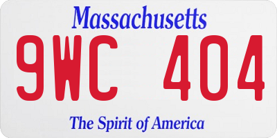 MA license plate 9WC404