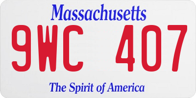 MA license plate 9WC407