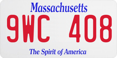MA license plate 9WC408