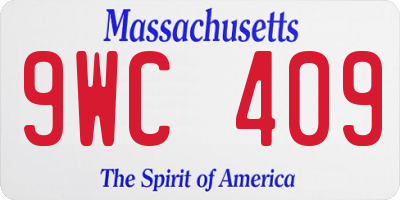 MA license plate 9WC409