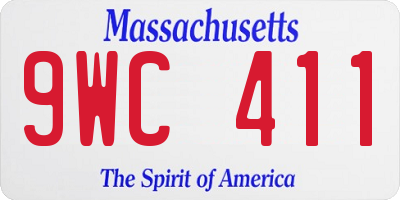 MA license plate 9WC411